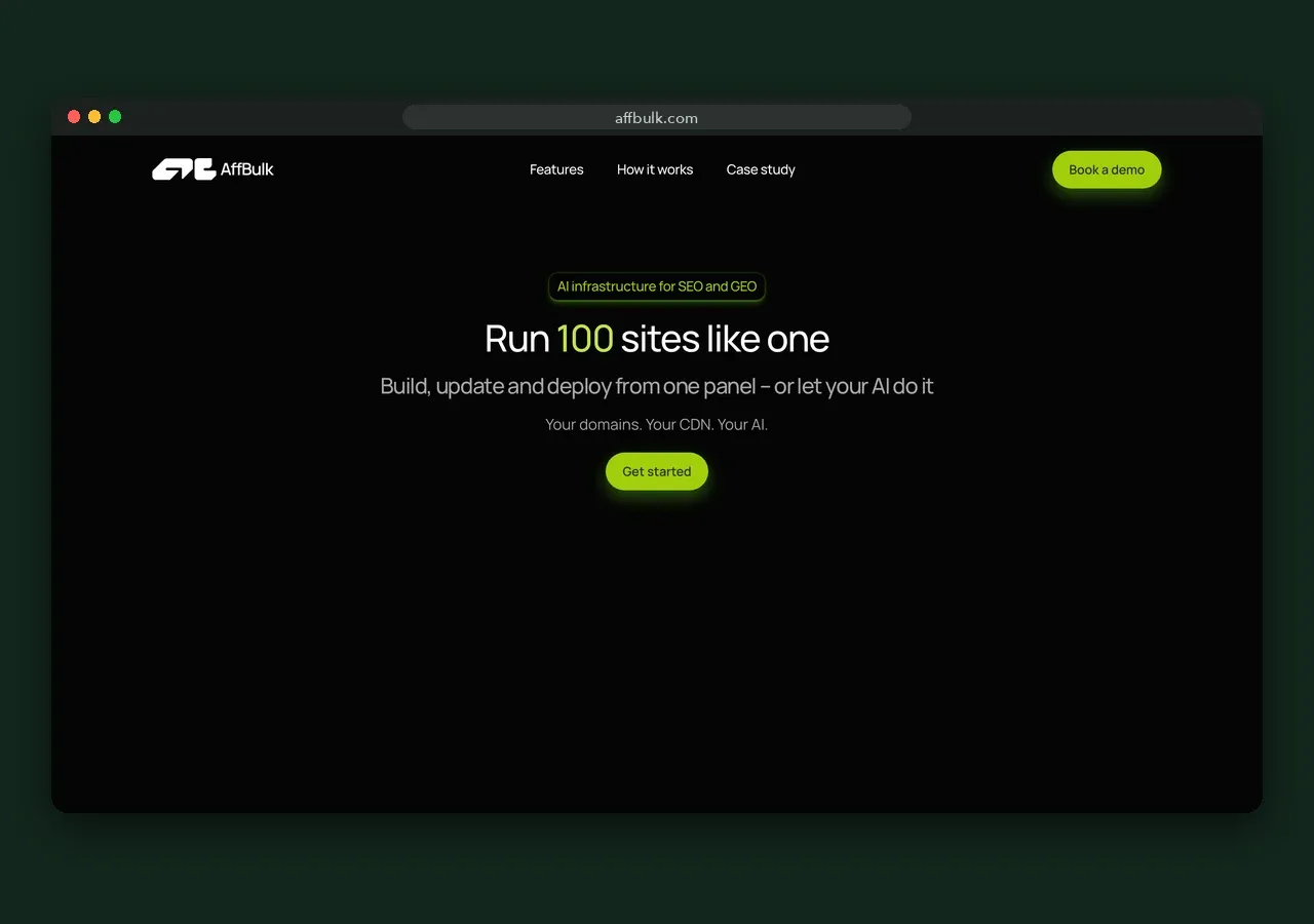 AffBulk homepage screenshot, October 2026