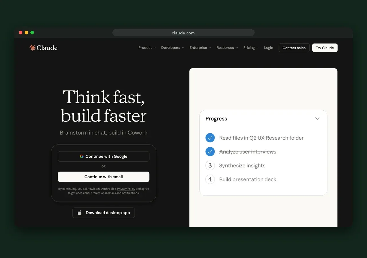 Claude homepage screenshot, October 2026
